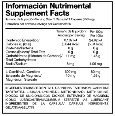 L- Carnitina Caps Alpha Nutrition